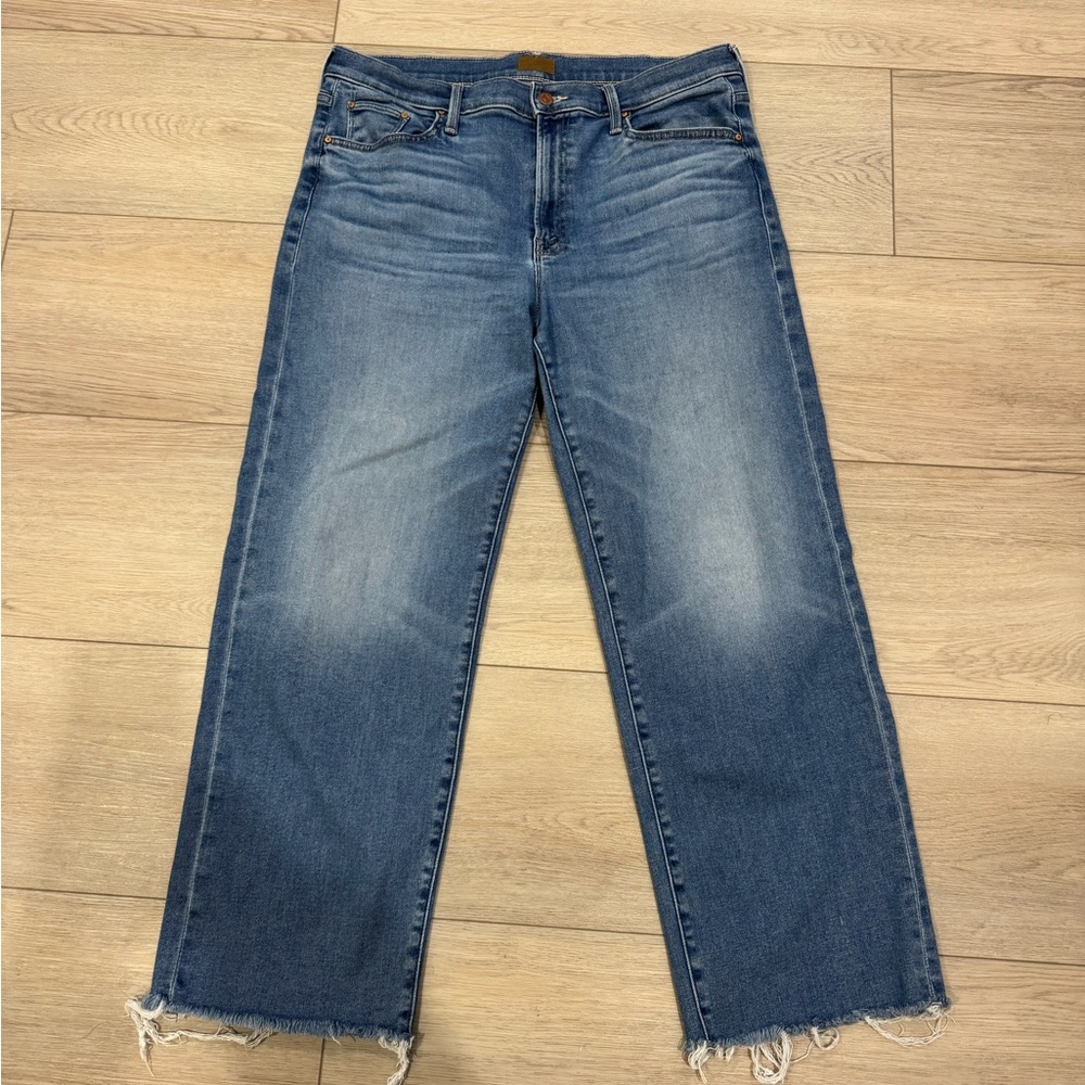 Mother Mid Rise Rambler Zip Ankle Fray Jeans